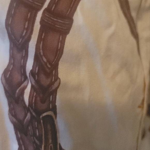 Ralph Lauren Beige Brown Gold Long Sleeve Cotton Printed Logo Button Shirt Top - Picture 4 of 7